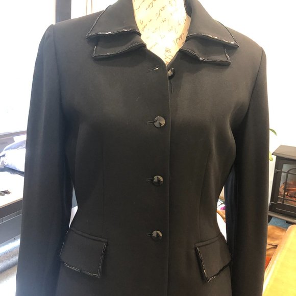 Kasper Jacket Black with Black Sequin Detail Size 8 - Picture 2 of 13